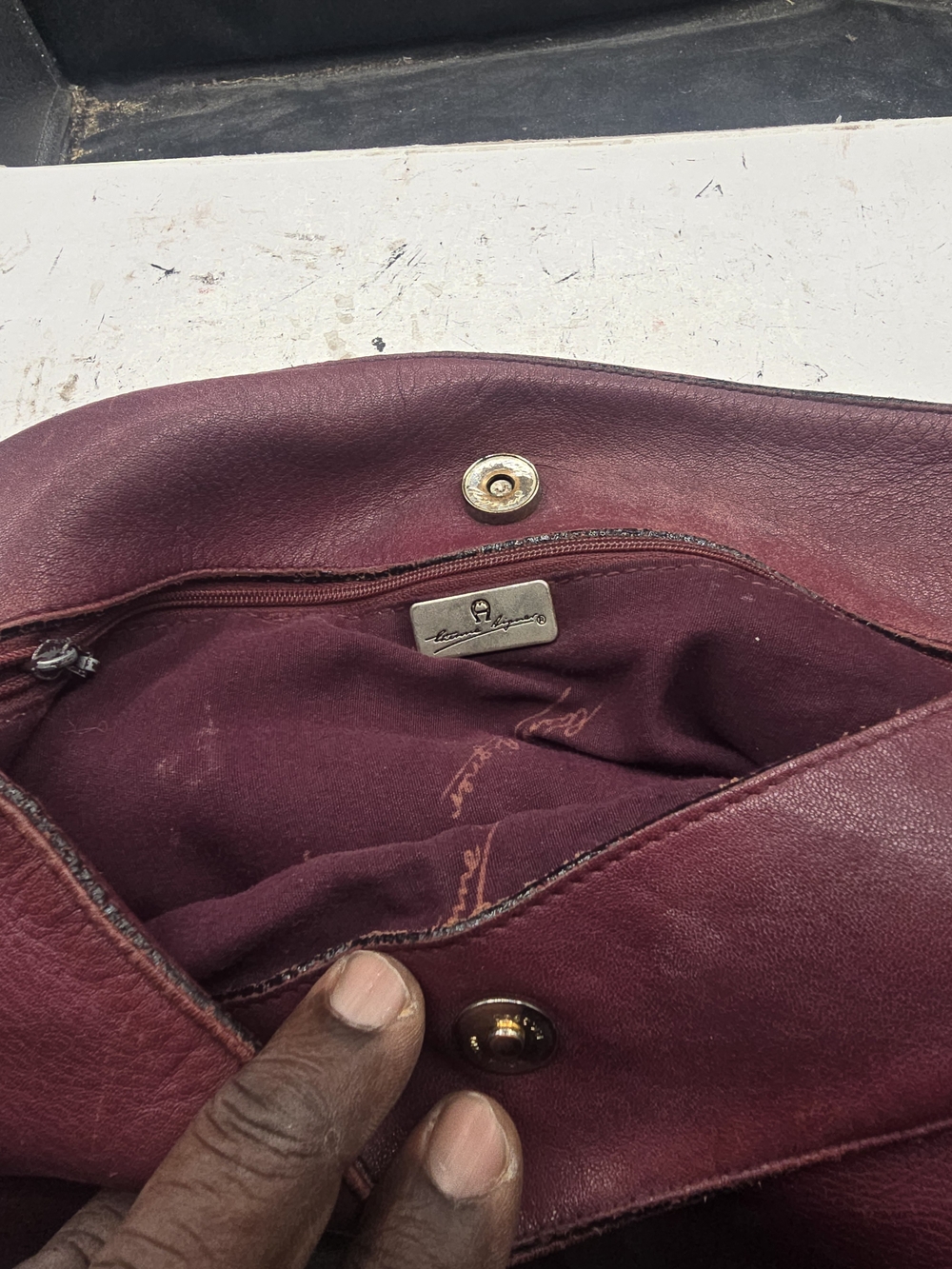 Etienne Aigner Burgundy Leather Shoulder Bag